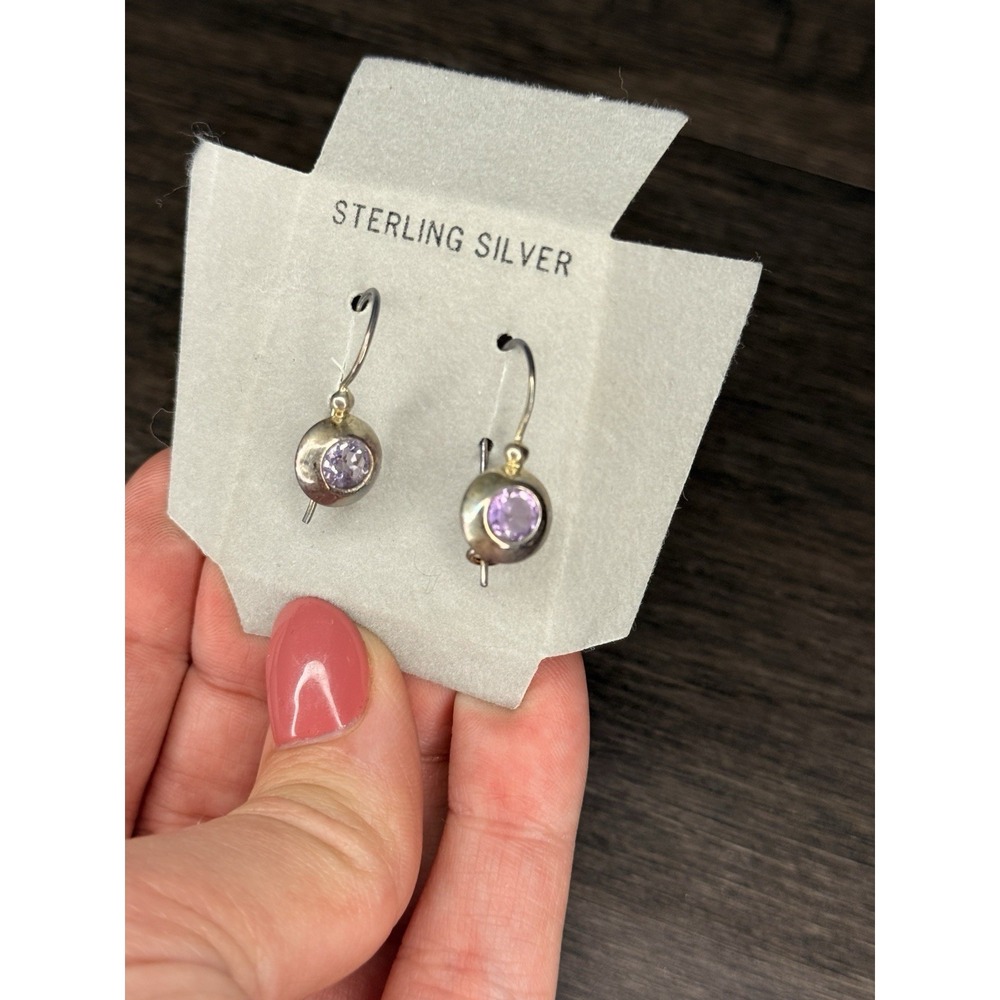 Amethyst Encased in Sterling Silver Drop Pierced Earrings